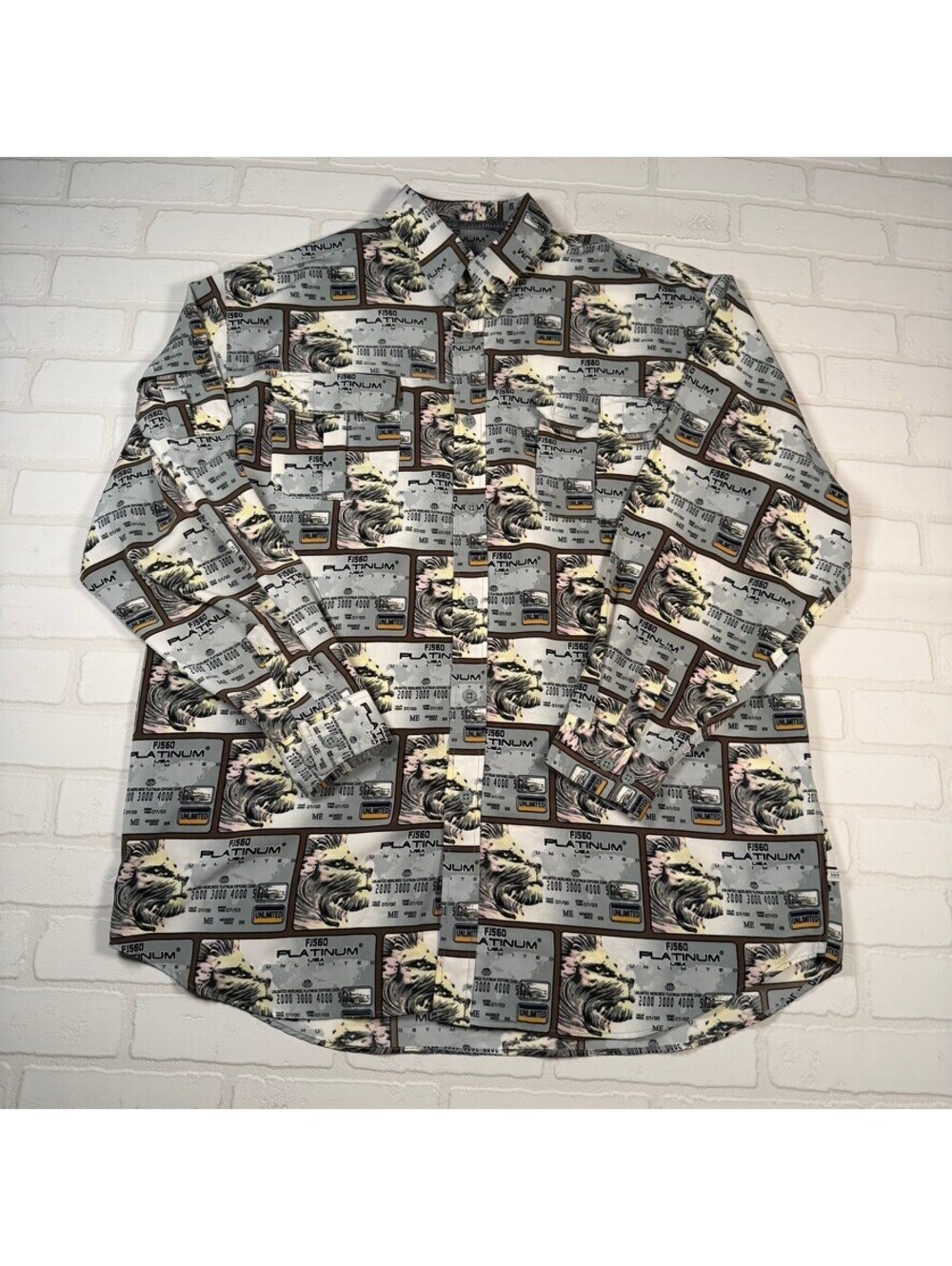 Fat Joe 560 Platinum FJ560 AOP Button Up Long Sleeve Shirt 2XL Vintage 90s
